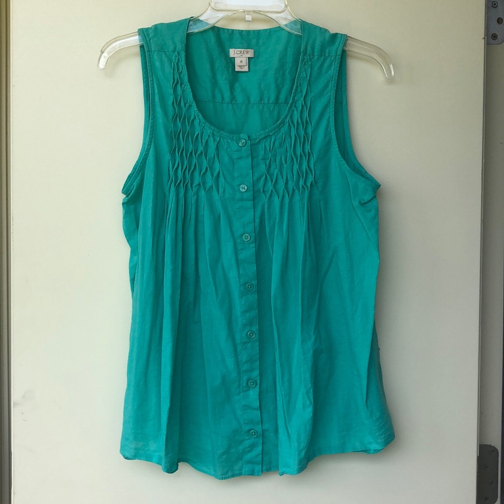 J Crew Smocked Sleeveless Blouse